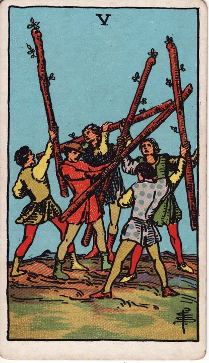 Carte de tarot Cinq de Bâtons