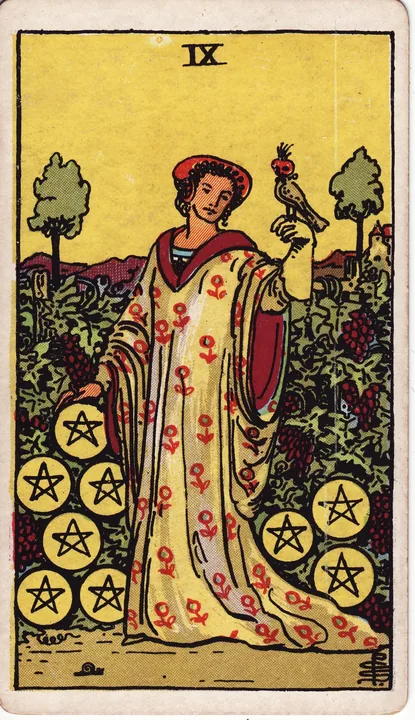Carte de tarot Neuf de Deniers