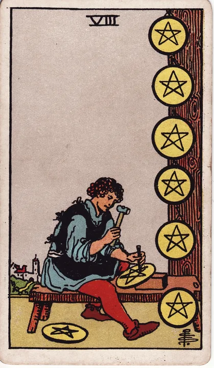 Carte de tarot Huit de Deniers