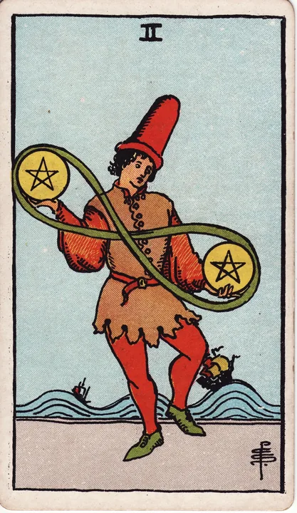 Carte de tarot Deux de Deniers